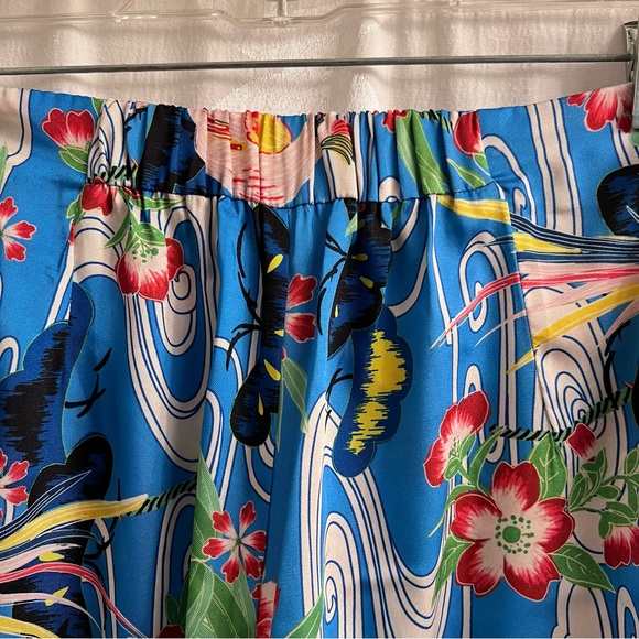 Zara Wide Leg Floral Pants Small Blue Floral - Picture 3 of 10